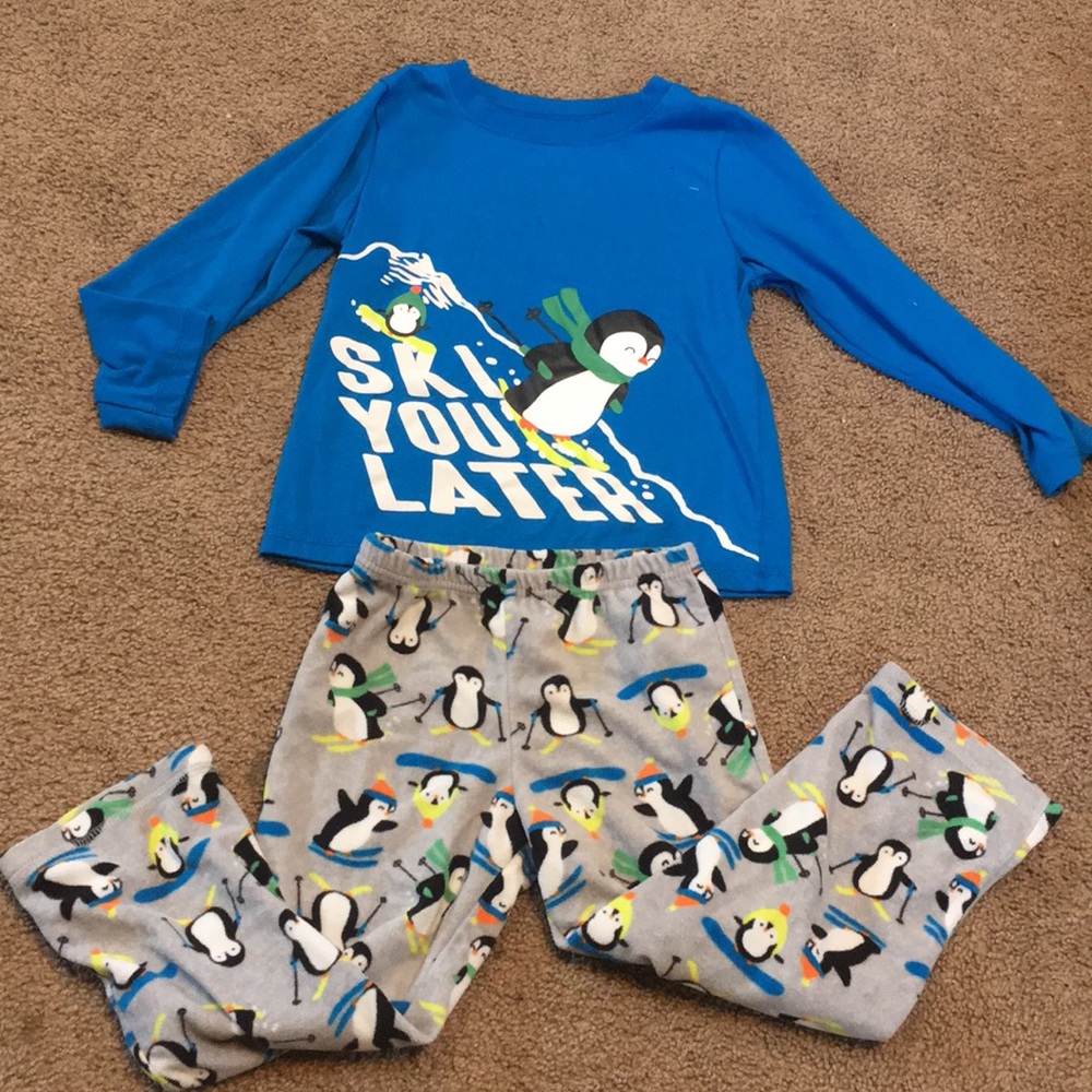 Skiing Penguin Pajamas set